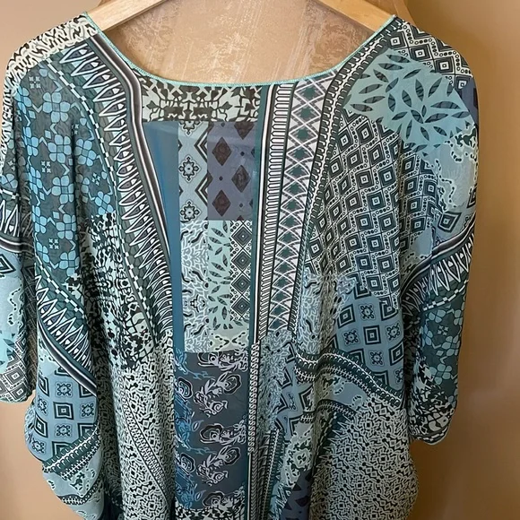 Bohemian Teal/Blue Lightweight Kimono Angel Sleeves With Slide Slits ONE SIZE - Picture 9 of 9